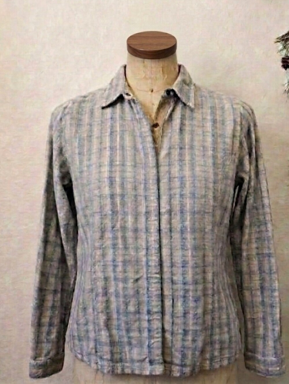 Woolrich Shirt Snap Front Plaid Checked Casual 100% Cotton Blouse Long Sleeve L